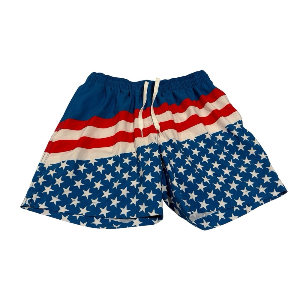Chubbies The Mericas Lined Swim Trunks Mens Size Small 5.5 Inseam USA Flag Blue